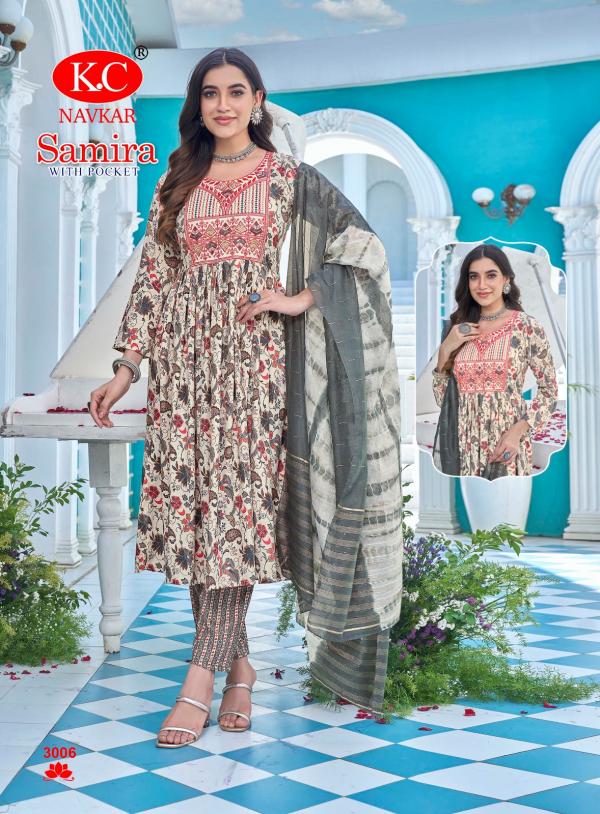 Kc Samira 3 Capsul Foil Printed Kurti Bottom With Dupatta